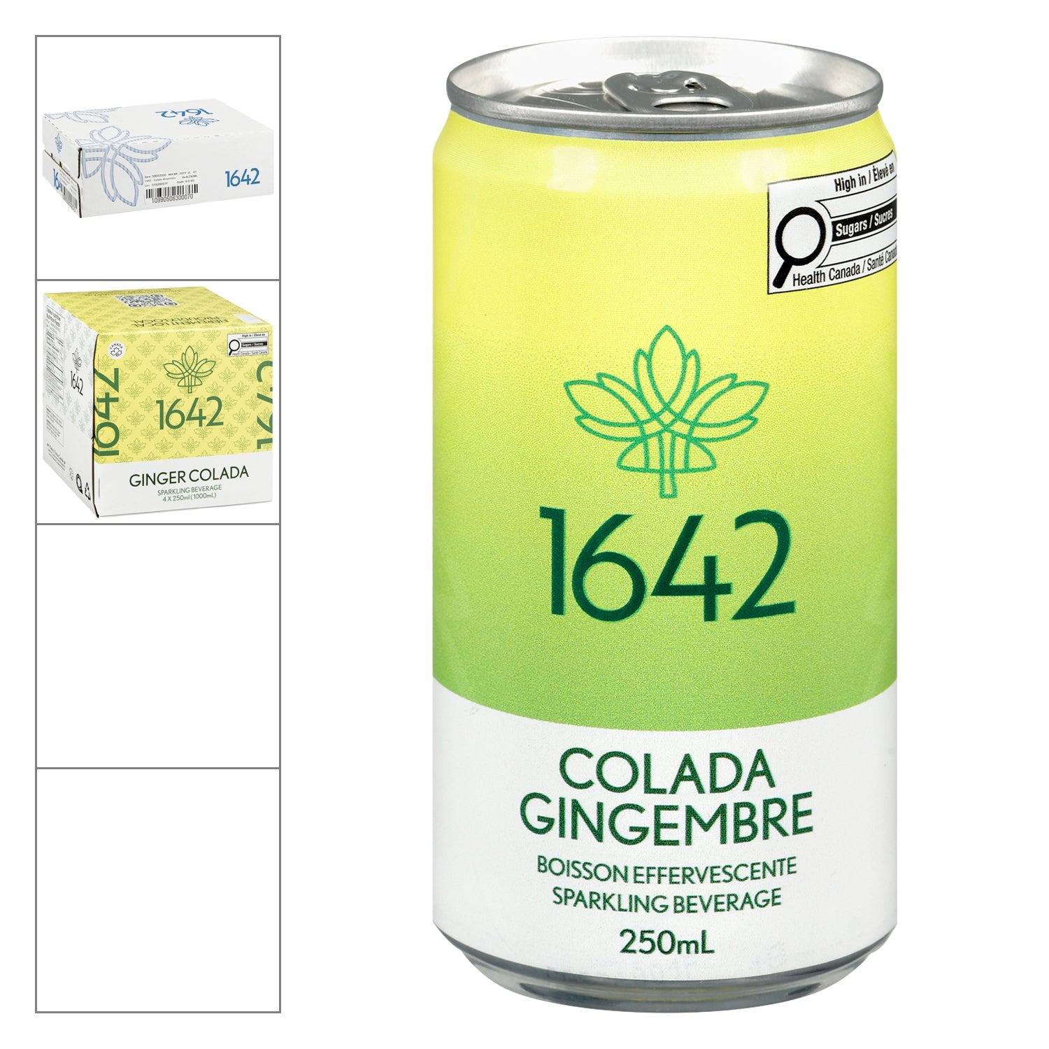 1642 Colada Gingembre — canette 250 ml, emballage 4 x 250 ml et caisse