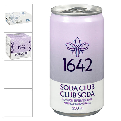 1642 Soda Club — canette 250 ml, emballage 4 x 250 ml et caisse